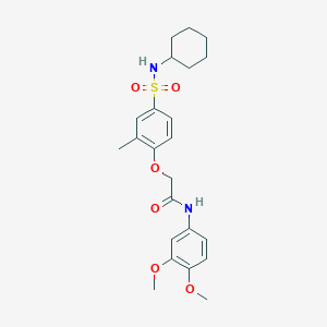 molecular formula C23H30N2O6S B4224504 2-{4-[(cyclohexylamino)sulfonyl]-2-methylphenoxy}-N-(3,4-dimethoxyphenyl)acetamide 