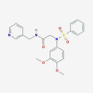 molecular formula C22H23N3O5S B422452 2-[3,4-dimethoxy(phenylsulfonyl)anilino]-N-(3-pyridinylmethyl)acetamide 