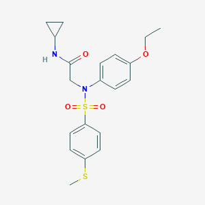 molecular formula C20H24N2O4S2 B422455 N-cyclopropyl-2-(4-ethoxy{[4-(methylsulfanyl)phenyl]sulfonyl}anilino)acetamide 