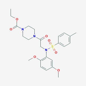 molecular formula C24H31N3O7S B422456 Ethyl 4-({2,5-dimethoxy[(4-methylphenyl)sulfonyl]anilino}acetyl)piperazine-1-carboxylate 