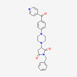 molecular formula C27H26N4O3 B4224580 1-benzyl-3-[4-(4-isonicotinoylphenyl)-1-piperazinyl]-2,5-pyrrolidinedione 