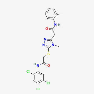 molecular formula C20H18Cl3N5O2S B4224604 2-[(4-methyl-5-{2-[(2-methylphenyl)amino]-2-oxoethyl}-4H-1,2,4-triazol-3-yl)thio]-N-(2,4,5-trichlorophenyl)acetamide 