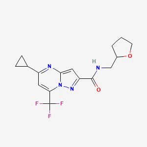 molecular formula C16H17F3N4O2 B4224625 5-cyclopropyl-N-(tetrahydro-2-furanylmethyl)-7-(trifluoromethyl)pyrazolo[1,5-a]pyrimidine-2-carboxamide 