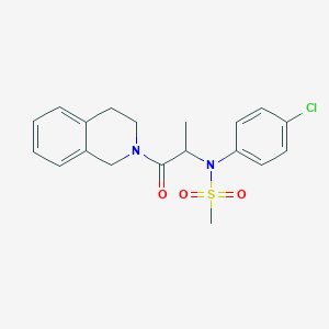 molecular formula C19H21ClN2O3S B4224650 N-(4-chlorophenyl)-N-[2-(3,4-dihydro-2(1H)-isoquinolinyl)-1-methyl-2-oxoethyl]methanesulfonamide 