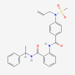 molecular formula C26H27N3O4S B4224663 2-({4-[allyl(methylsulfonyl)amino]benzoyl}amino)-N-(1-phenylethyl)benzamide 