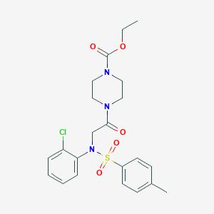 molecular formula C22H26ClN3O5S B422468 Ethyl 4-({2-chloro[(4-methylphenyl)sulfonyl]anilino}acetyl)piperazine-1-carboxylate 