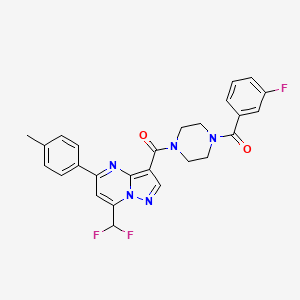 molecular formula C26H22F3N5O2 B4224705 7-(difluoromethyl)-3-{[4-(3-fluorobenzoyl)-1-piperazinyl]carbonyl}-5-(4-methylphenyl)pyrazolo[1,5-a]pyrimidine 