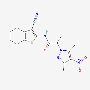 molecular formula C17H19N5O3S B4224719 N-(3-cyano-4,5,6,7-tetrahydro-1-benzothien-2-yl)-2-(3,5-dimethyl-4-nitro-1H-pyrazol-1-yl)propanamide 