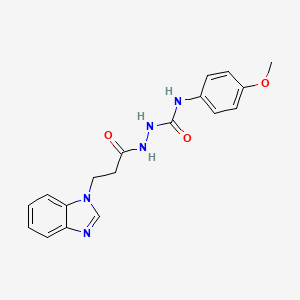 molecular formula C18H19N5O3 B4224727 2-[3-(1H-benzimidazol-1-yl)propanoyl]-N-(4-methoxyphenyl)hydrazinecarboxamide 