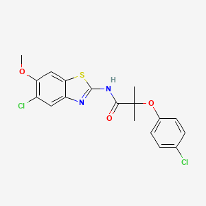 N-(5-chloro-6-methoxy-1,3-benzothiazol-2-yl)-2-(4-chlorophenoxy)-2-methylpropanamide