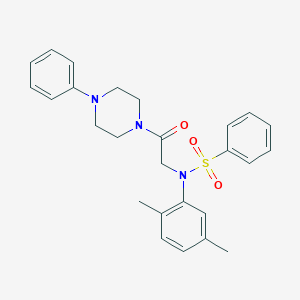 molecular formula C26H29N3O3S B422479 N-(2,5-dimethylphenyl)-N-[2-oxo-2-(4-phenylpiperazin-1-yl)ethyl]benzenesulfonamide 