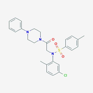 molecular formula C26H28ClN3O3S B422481 N-(5-chloro-2-methylphenyl)-4-methyl-N-[2-oxo-2-(4-phenylpiperazin-1-yl)ethyl]benzenesulfonamide 