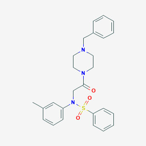 molecular formula C26H29N3O3S B422482 N-[2-(4-benzyl-1-piperazinyl)-2-oxoethyl]-N-(3-methylphenyl)benzenesulfonamide 