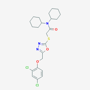 molecular formula C23H29Cl2N3O3S B422485 N,N-dicyclohexyl-2-({5-[(2,4-dichlorophenoxy)methyl]-1,3,4-oxadiazol-2-yl}sulfanyl)acetamide 