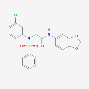 molecular formula C21H17ClN2O5S B422486 N-(1,3-benzodioxol-5-yl)-2-[3-chloro(phenylsulfonyl)anilino]acetamide 
