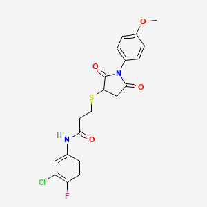 molecular formula C20H18ClFN2O4S B4224865 N-(3-chloro-4-fluorophenyl)-3-{[1-(4-methoxyphenyl)-2,5-dioxo-3-pyrrolidinyl]thio}propanamide 