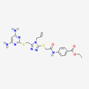 molecular formula C21H24N8O3S2 B4224900 ethyl 4-({[(4-allyl-5-{[(4,6-diamino-2-pyrimidinyl)thio]methyl}-4H-1,2,4-triazol-3-yl)thio]acetyl}amino)benzoate 