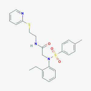 molecular formula C24H27N3O3S2 B422491 2-{2-ethyl[(4-methylphenyl)sulfonyl]anilino}-N-[2-(2-pyridinylsulfanyl)ethyl]acetamide 