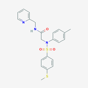 molecular formula C22H23N3O3S2 B422494 2-(4-methyl{[4-(methylsulfanyl)phenyl]sulfonyl}anilino)-N-(2-pyridinylmethyl)acetamide 