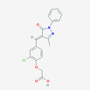 molecular formula C19H15ClN2O4 B422495 {2-chloro-4-[(E)-(3-methyl-5-oxo-1-phenyl-1,5-dihydro-4H-pyrazol-4-ylidene)methyl]phenoxy}acetic acid 
