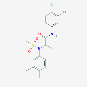 molecular formula C18H20Cl2N2O3S B4225018 N~1~-(3,4-dichlorophenyl)-N~2~-(3,4-dimethylphenyl)-N~2~-(methylsulfonyl)alaninamide 