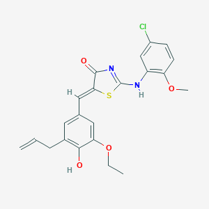molecular formula C22H21ClN2O4S B422502 (5Z)-2-(5-chloro-2-methoxyanilino)-5-[(3-ethoxy-4-hydroxy-5-prop-2-enylphenyl)methylidene]-1,3-thiazol-4-one 