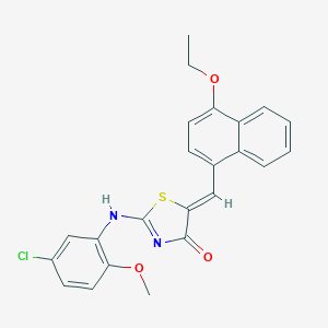 (5Z)-2-(5-chloro-2-methoxyanilino)-5-[(4-ethoxynaphthalen-1-yl)methylidene]-1,3-thiazol-4-one