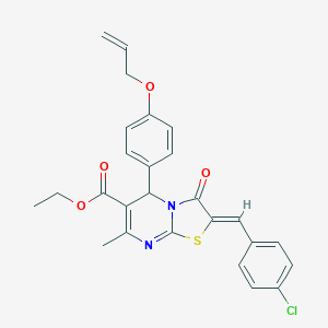 molecular formula C26H23ClN2O4S B422506 ethyl 5-[4-(allyloxy)phenyl]-2-(4-chlorobenzylidene)-7-methyl-3-oxo-2,3-dihydro-5H-[1,3]thiazolo[3,2-a]pyrimidine-6-carboxylate 