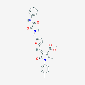 molecular formula C28H25N3O6 B422508 methyl 4-{[5-({[anilino(oxo)acetyl]amino}methyl)-2-furyl]methylene}-2-methyl-1-(4-methylphenyl)-5-oxo-4,5-dihydro-1H-pyrrole-3-carboxylate 