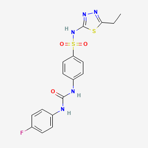 molecular formula C17H16FN5O3S2 B4225098 1-[4-[(5-Ethyl-1,3,4-thiadiazol-2-yl)sulfamoyl]phenyl]-3-(4-fluorophenyl)urea 