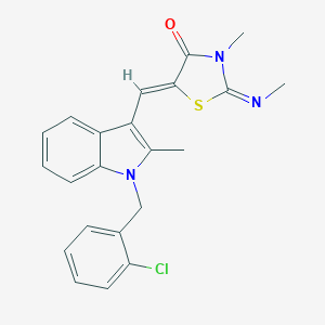 molecular formula C22H20ClN3OS B422512 5-{[1-(2-chlorobenzyl)-2-methyl-1H-indol-3-yl]methylene}-3-methyl-2-(methylimino)-1,3-thiazolidin-4-one 