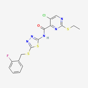 5-chloro-2-(ethylthio)-N-{5-[(2-fluorobenzyl)thio]-1,3,4-thiadiazol-2-yl}-4-pyrimidinecarboxamide