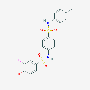 molecular formula C21H21IN2O5S2 B4225185 N-(4-{[(2,4-dimethylphenyl)amino]sulfonyl}phenyl)-3-iodo-4-methoxybenzenesulfonamide 