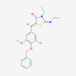 molecular formula C22H23BrN2O3S B422519 5-[4-(Benzyloxy)-3-bromo-5-methoxybenzylidene]-3-ethyl-2-(ethylimino)-1,3-thiazolidin-4-one 