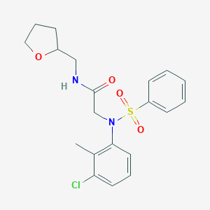 molecular formula C20H23ClN2O4S B422522 2-[3-chloro-2-methyl(phenylsulfonyl)anilino]-N-(tetrahydro-2-furanylmethyl)acetamide 