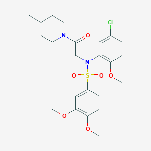 molecular formula C23H29ClN2O6S B422523 N-(5-chloro-2-methoxyphenyl)-3,4-dimethoxy-N-[2-(4-methylpiperidin-1-yl)-2-oxoethyl]benzenesulfonamide 
