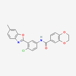 N-[4-chloro-3-(6-methyl-1,3-benzoxazol-2-yl)phenyl]-2,3-dihydro-1,4-benzodioxine-6-carboxamide