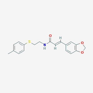 molecular formula C19H19NO3S B422526 3-(1,3-benzodioxol-5-yl)-N-{2-[(4-methylphenyl)sulfanyl]ethyl}acrylamide 