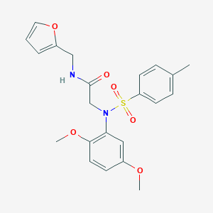 molecular formula C22H24N2O6S B422527 2-{2,5-dimethoxy[(4-methylphenyl)sulfonyl]anilino}-N-(2-furylmethyl)acetamide 