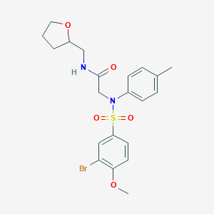 molecular formula C21H25BrN2O5S B422531 2-{[(3-bromo-4-methoxyphenyl)sulfonyl]-4-methylanilino}-N-(tetrahydro-2-furanylmethyl)acetamide 