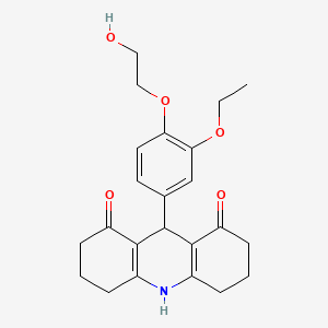 molecular formula C23H27NO5 B4225330 9-[3-ethoxy-4-(2-hydroxyethoxy)phenyl]-3,4,6,7,9,10-hexahydro-1,8(2H,5H)-acridinedione 