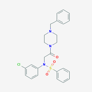 molecular formula C25H26ClN3O3S B422534 N-[2-(4-benzylpiperazin-1-yl)-2-oxoethyl]-N-(3-chlorophenyl)benzenesulfonamide CAS No. 6447-75-2