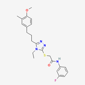 2-({4-ethyl-5-[3-(4-methoxy-3-methylphenyl)propyl]-4H-1,2,4-triazol-3-yl}thio)-N-(3-fluorophenyl)acetamide