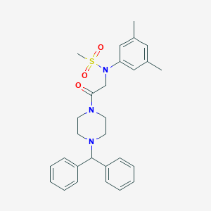molecular formula C28H33N3O3S B422535 N-[2-(4-benzhydrylpiperazin-1-yl)-2-oxoethyl]-N-(3,5-dimethylphenyl)methanesulfonamide 