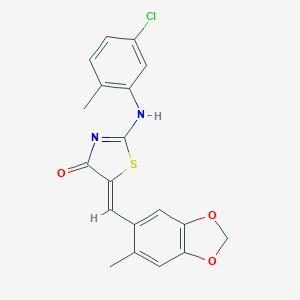 (5Z)-2-(5-chloro-2-methylanilino)-5-[(6-methyl-1,3-benzodioxol-5-yl)methylidene]-1,3-thiazol-4-one