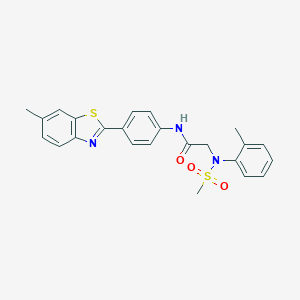 molecular formula C24H23N3O3S2 B422537 N-[4-(6-methyl-1,3-benzothiazol-2-yl)phenyl]-2-[2-methyl(methylsulfonyl)anilino]acetamide 