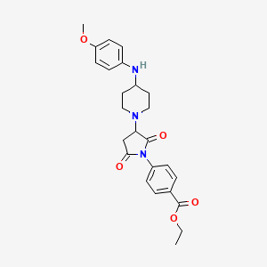 ethyl 4-(3-{4-[(4-methoxyphenyl)amino]-1-piperidinyl}-2,5-dioxo-1-pyrrolidinyl)benzoate