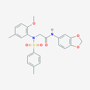 molecular formula C24H24N2O6S B422538 N-(1,3-benzodioxol-5-yl)-2-{2-methoxy-5-methyl[(4-methylphenyl)sulfonyl]anilino}acetamide 