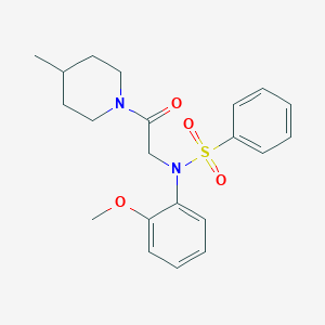 molecular formula C21H26N2O4S B422539 N-(2-methoxyphenyl)-N-[2-(4-methylpiperidin-1-yl)-2-oxoethyl]benzenesulfonamide 