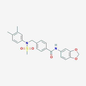molecular formula C24H24N2O5S B422540 N-(1,3-benzodioxol-5-yl)-4-{[(3,4-dimethylphenyl)(methylsulfonyl)amino]methyl}benzamide 